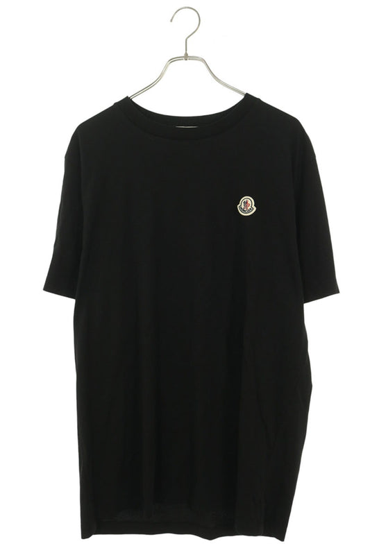 MONCLER Black Logo Patch Crewneck Cotton T-Shirt Size XXL