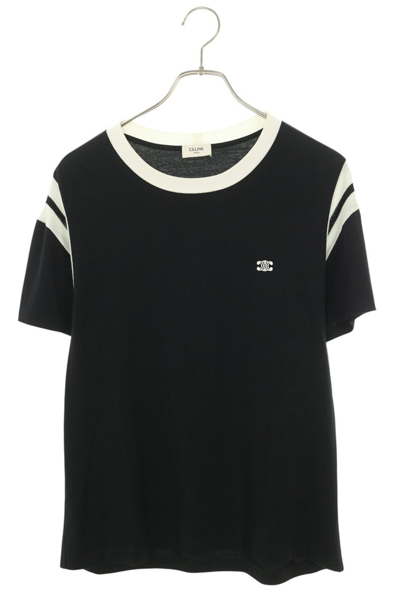 CELINE 38AW Black Triomphe Embroidery T-Shirt Size XS