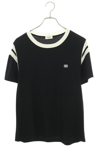 CELINE 38AW Black Triomphe Embroidery T-Shirt Size XS