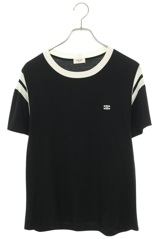 CELINE 38AW Black Triomphe Embroidery T-Shirt Size XS