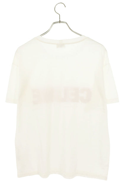 CELINE Multi Cracked Logo Studs Print T-Shirt Size XS