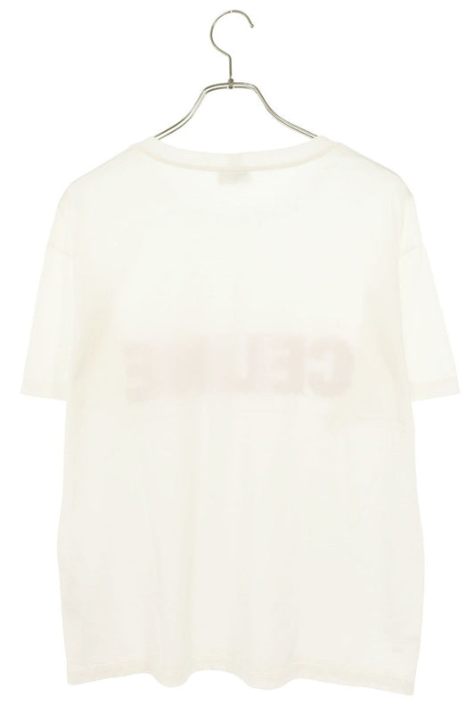 CELINE Multi Cracked Logo Studs Print T-Shirt Size XS