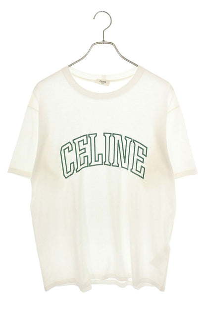 CELINE Cracked Logo Print T-Shirt White Size S