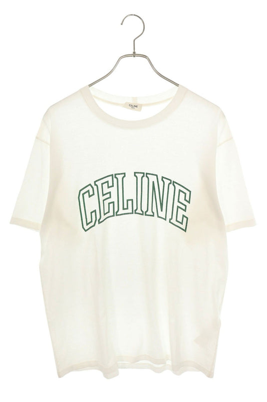 CELINE Cracked Logo Print T-Shirt White Size S