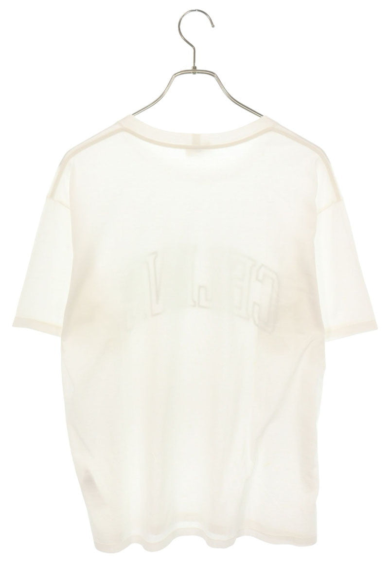 CELINE Cracked Logo Print T-Shirt White Size S