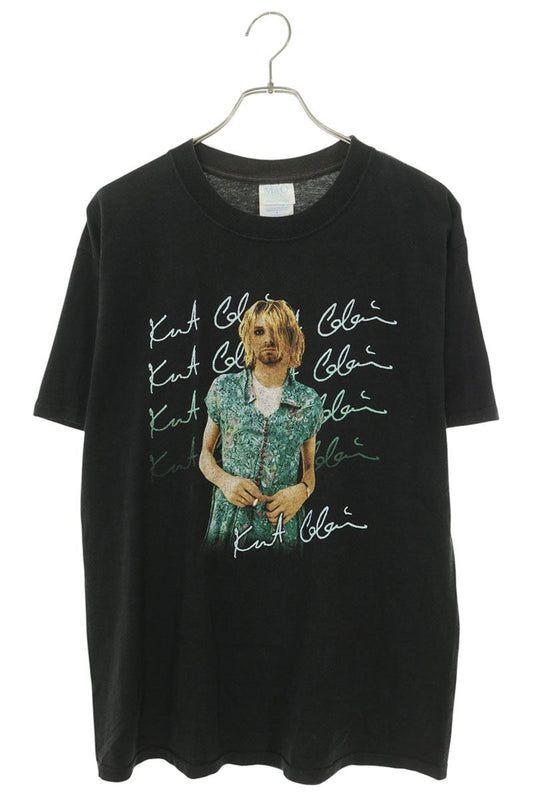 VINTAGE Nirvana Kurt Print T-Shirt Black Size M