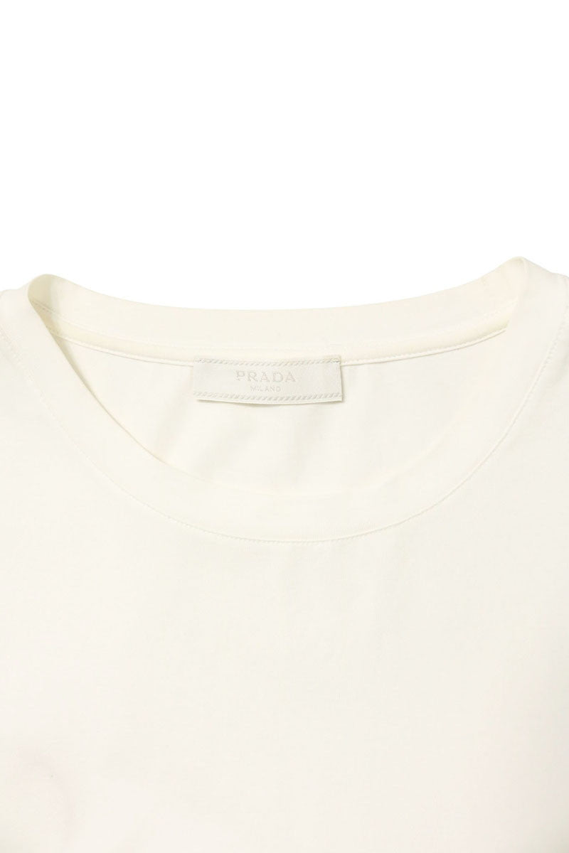 PRADA Triangle Logo Embroidered T-Shirt White Size L