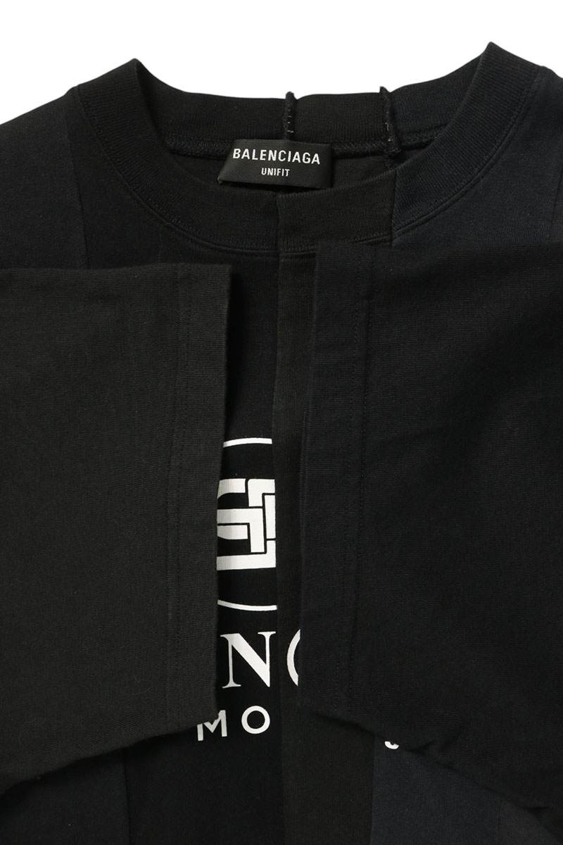 BALENCIAGA 21SS Reconstructed Logo T-Shirt Black Size XXS