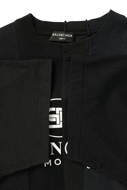 BALENCIAGA 21SS Reconstructed Logo T-Shirt Black Size XXS
