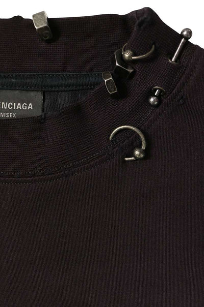 BALENCIAGA 23AW Distressed Pierce T-Shirt Dark Purple Size 2