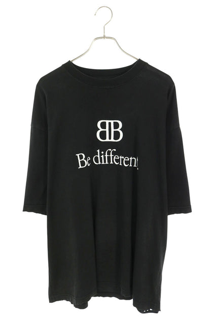 BALENCIAGA Distressed Embroidered T-Shirt Black Size XXL