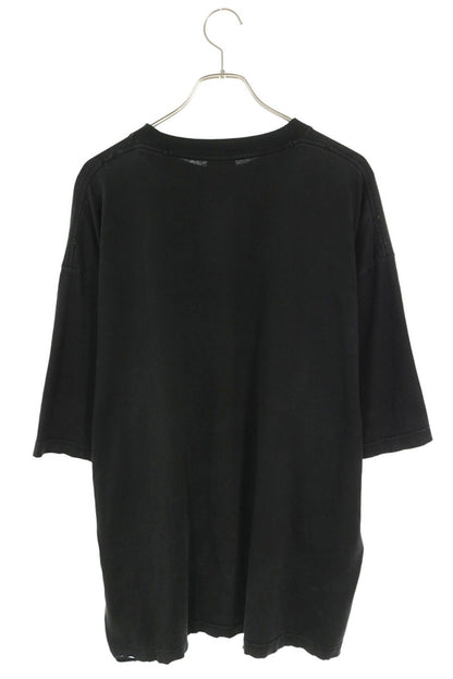 BALENCIAGA Distressed Embroidered T-Shirt Black Size XXL