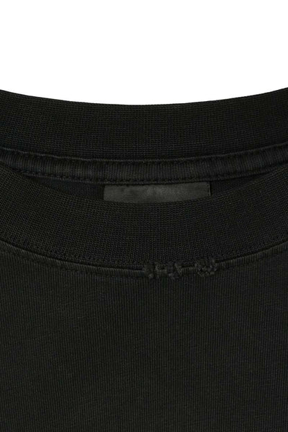 BALENCIAGA Distressed Embroidered T-Shirt Black Size XXL