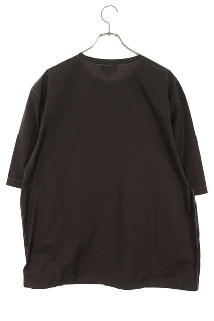 HERMES Stitch Design Shoulder Zip T-Shirt Brown Size 42