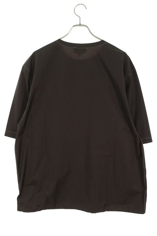HERMES Stitch Design Shoulder Zip T-Shirt Brown Size 42