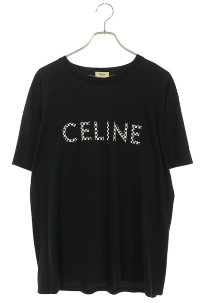 CELINE Checker Logo Studs T-Shirt Black Size M