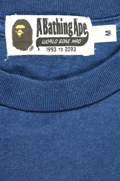 Bape A BATHING APE Front Logo Print T-Shirt Navy Size M