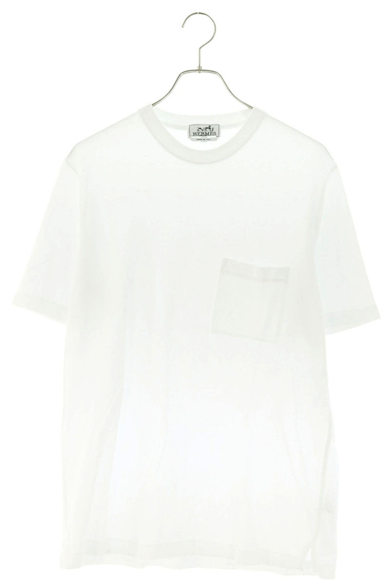 HERMES H Logo Pocket T-Shirt White Size S