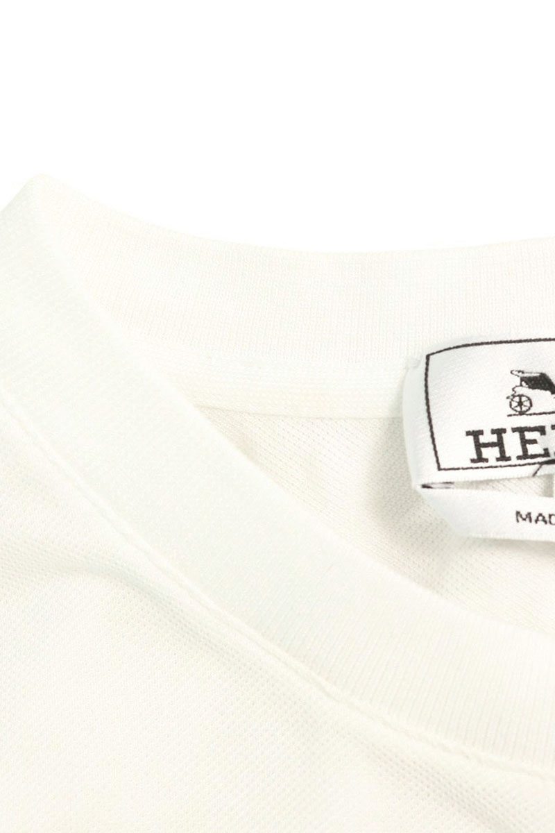 HERMES H Logo Pocket T-Shirt White Size S