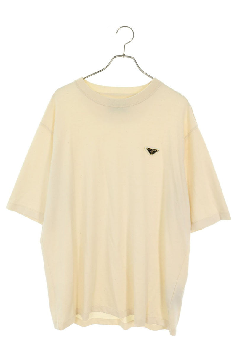 PRADA Beige Triangle Logo T-Shirt Size L