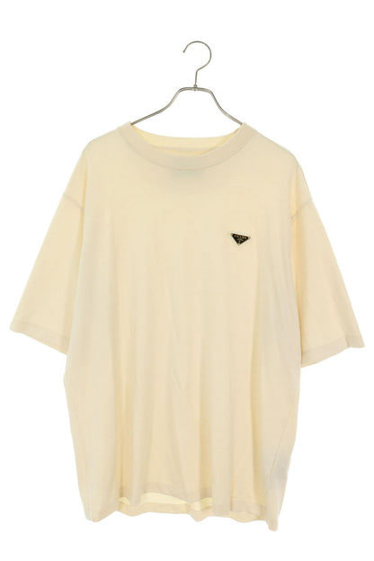 PRADA Beige Triangle Logo T-Shirt Size L
