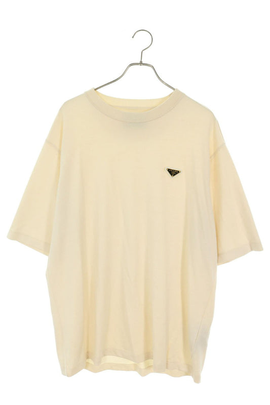 PRADA Beige Triangle Logo T-Shirt Size L