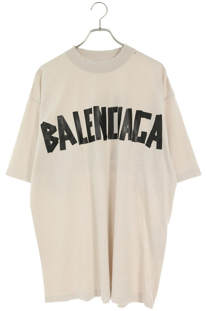 BALENCIAGA Distressed Tape Logo T-Shirt Size M