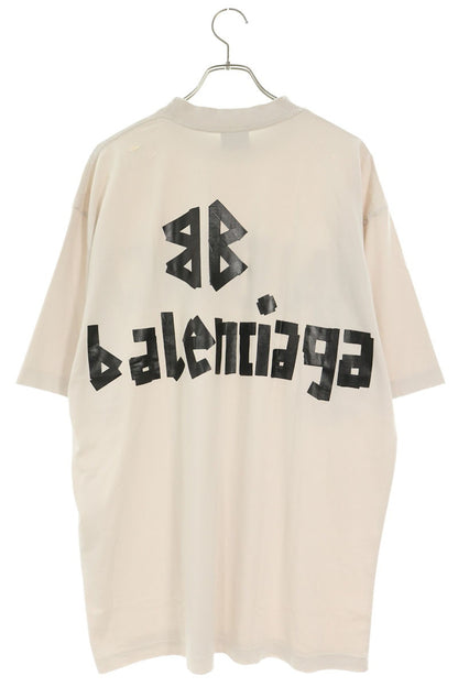 BALENCIAGA Distressed Tape Logo T-Shirt Size M