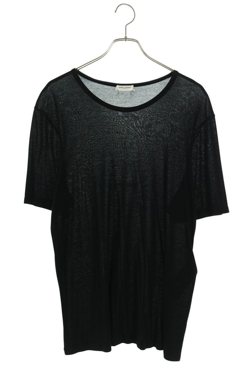 SAINT LAURENT PARIS Logo Embroidery T-Shirt Black Size L