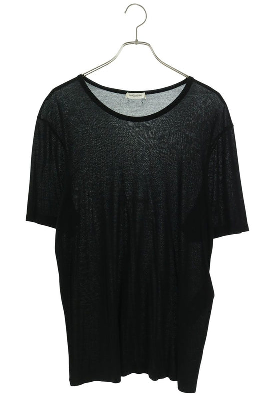 SAINT LAURENT PARIS Logo Embroidery T-Shirt Black Size L