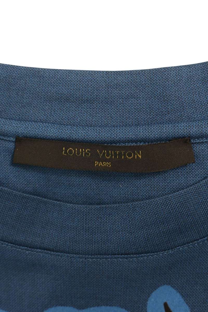 LOUISVUITTON All-Over Print T-Shirt Blue Size XL