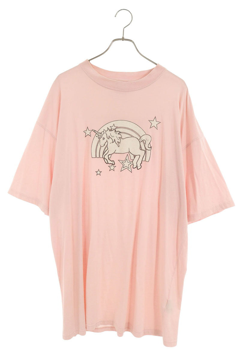 VETEMENTS Unicorn Print Cotton T-Shirt Pink Size M