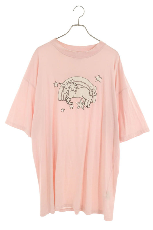 VETEMENTS Unicorn Print Cotton T-Shirt Pink Size M
