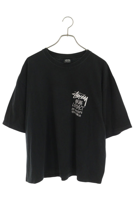 STUSSY Black Logo Print Cotton T-Shirt Size L