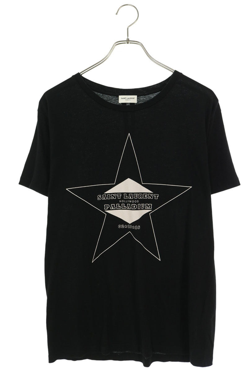 SAINT LAURENT PARIS Palladium Star T-Shirt Black Size S