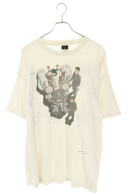 SAINT MICHAEL Anime Print Vintage T-Shirt White Size XXL