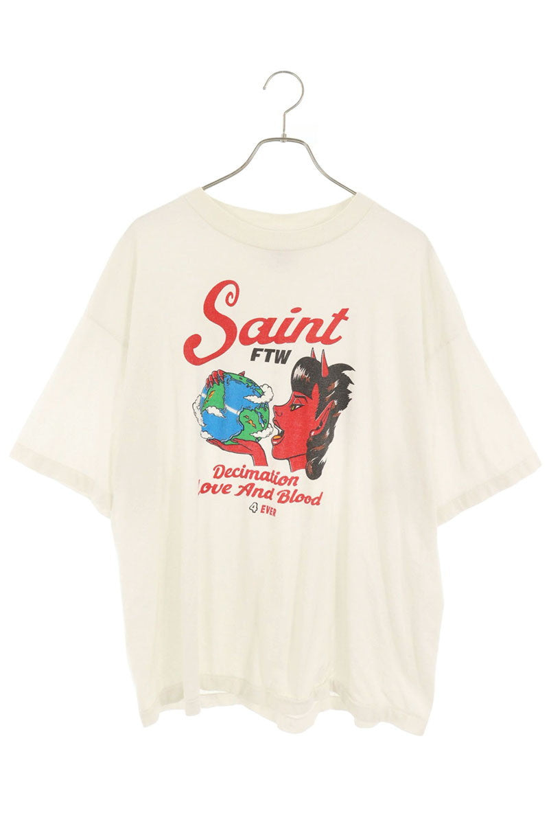 SAINT MICHAEL Devil Print Vintage T-Shirt White Size XL