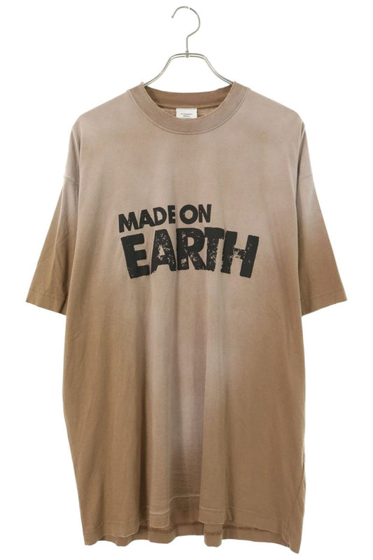 VETEMENTS 23SS EARTH Print Vintage T-Shirt Brown Size XS