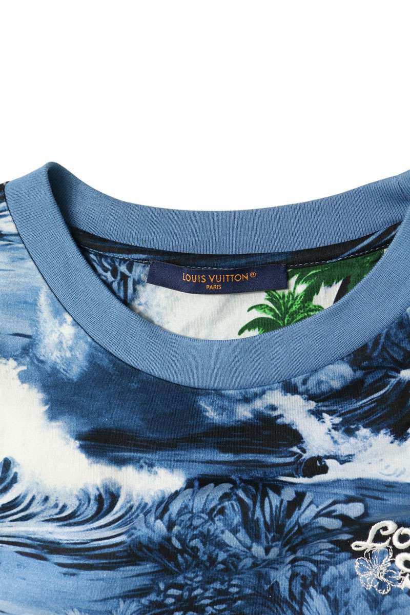 LOUISVUITTON 24AW Surf Print Cotton T-Shirt Blue Size L