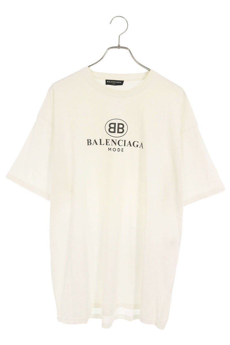 BALENCIAGA White BB Logo Print T-Shirt Size M