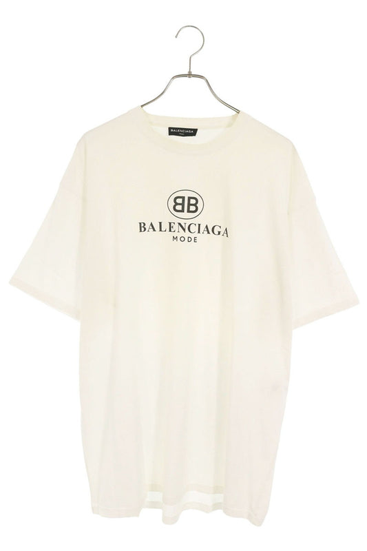 BALENCIAGA White BB Logo Print T-Shirt Size M