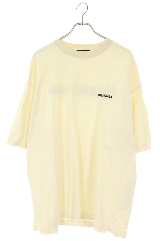BALENCIAGA Logo Embroidered Medium Fit T-Shirt Beige Size XL