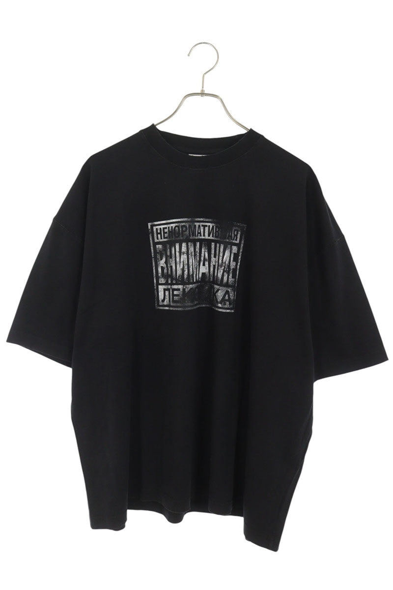 VETEMENTS Graphic Print Cotton T-Shirt Black Size M