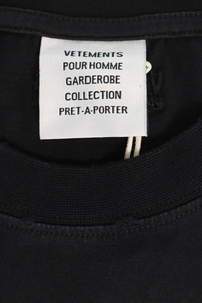 VETEMENTS Graphic Print Cotton T-Shirt Black Size M