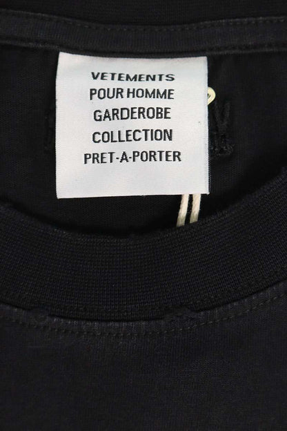 VETEMENTS Graphic Print Cotton T-Shirt Black Size M