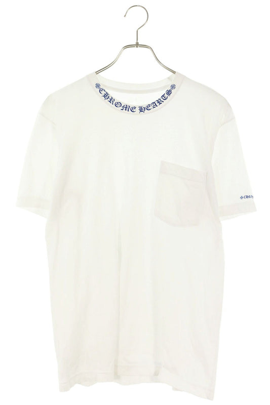 Chrome Hearts Neck Logo Print T-Shirt White/Blue Size M