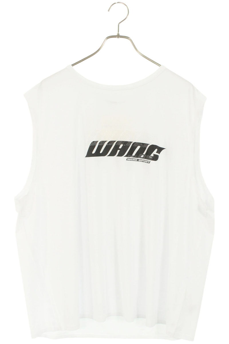 ALEXANDER WANG White Laser Cut Logo Sleeveless Top Size L