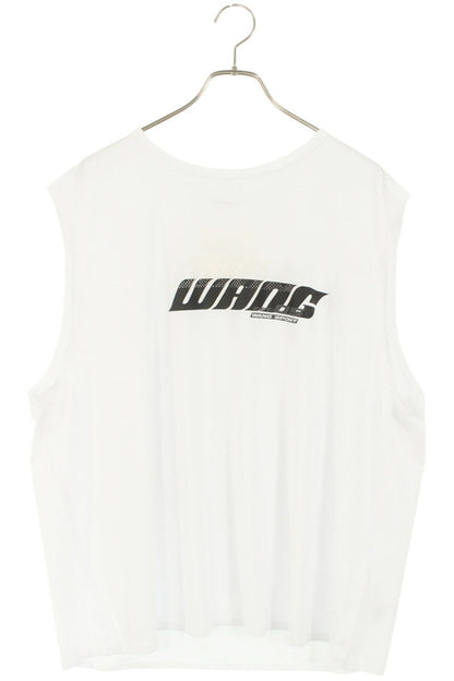 ALEXANDER WANG White Laser Cut Logo Sleeveless Top Size L