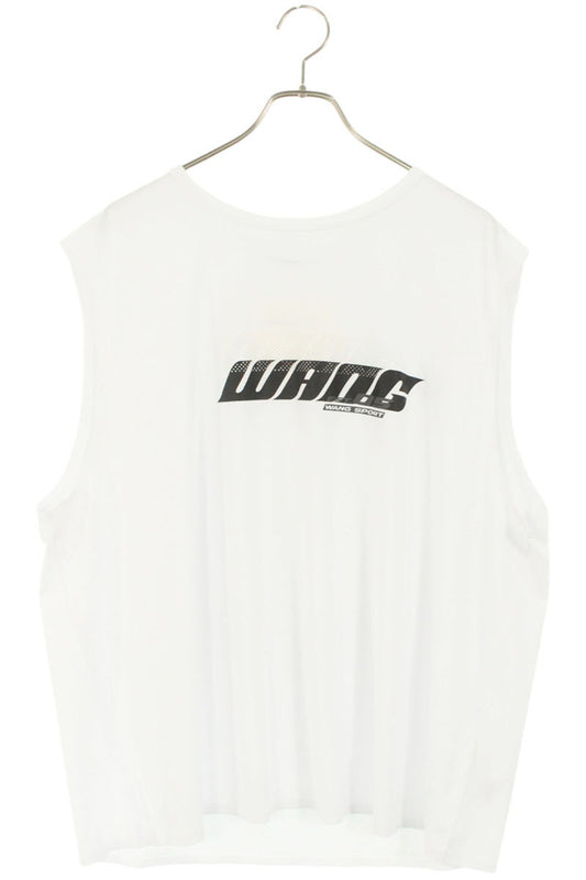 ALEXANDER WANG White Laser Cut Logo Sleeveless Top Size L