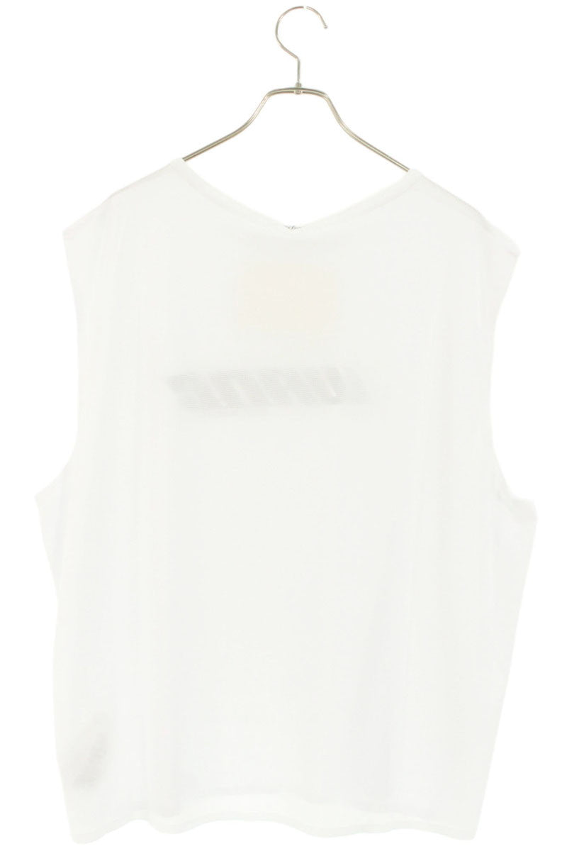 ALEXANDER WANG White Laser Cut Logo Sleeveless Top Size L